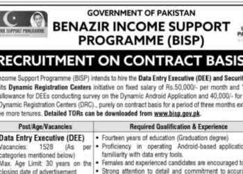 Benazir Income Support Program BISP Jobs 2025 Online Apply