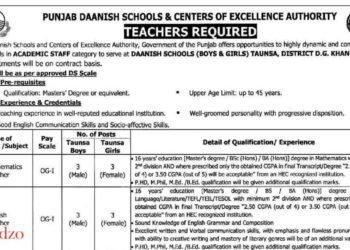 New Punjab Daanish Schools Teaching Jobs 2025
