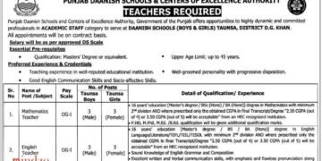 New Punjab Daanish Schools Teaching Jobs 2025